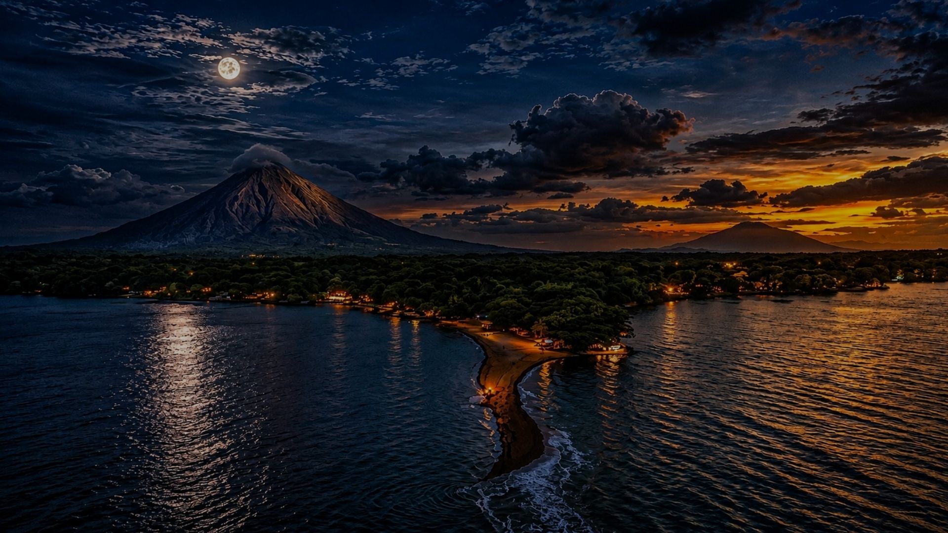 Ometepe Island Nicaragua with volcano and lake landscape