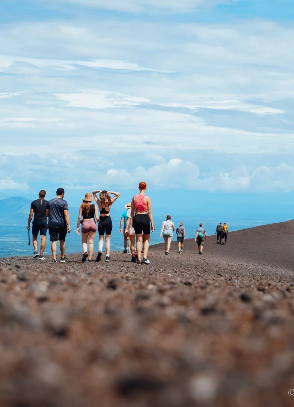 Hiking on Cerro Negro volcano near León, Nicaragua
