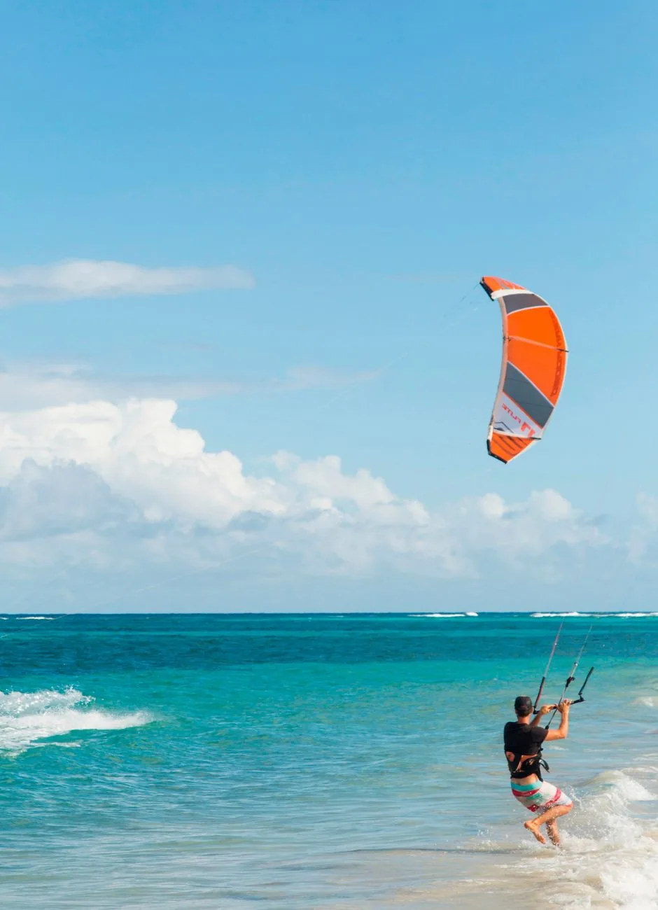 Kitesurfing on a Pacific coast beach in Nicaragua